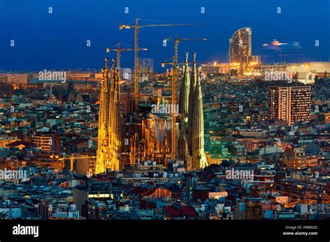 Spain, Catalonia, Barcelona, Panoramic view and skyline of the city ...