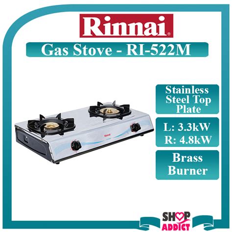 Rinnai Mega Burner Gas Stove RI 522M Dapur RI522M Stainless Steel Top