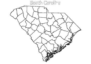 Empty Map of the South Carolina State Blank County Lines Activity maps