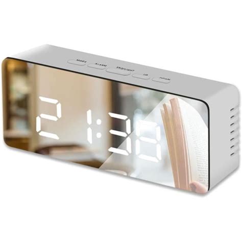 Réveil Led Réveil Miroir Horloge Numérique Snooze Table Horloge