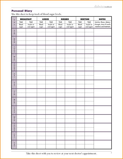 Free Printable Blood Sugar Log Sheet Free Printable