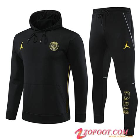 Vieux Ensemble Survetement Veste A Capuche Jordan PSG Noir 2023 2024