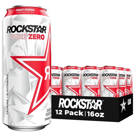 Rockstar Pure Zero Fruit Punch Energy Drink 16 Fl Oz 12 Pack Cans