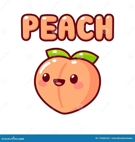 Kawaii peach drawing stock vector. Illustration of doodle - 173500165