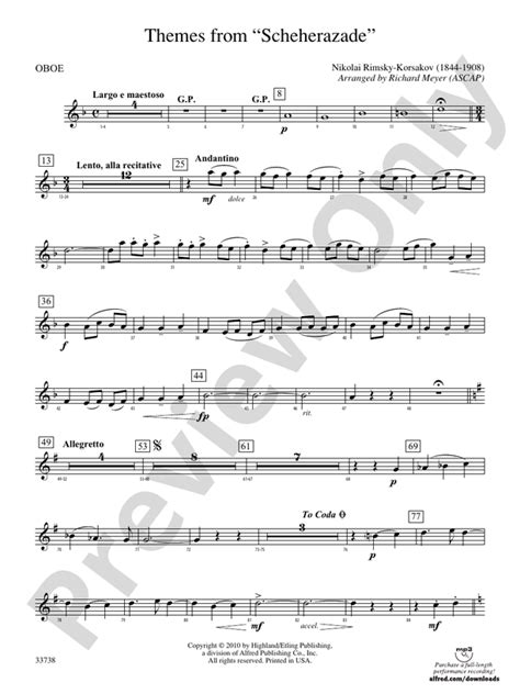 Themes from Scheherazade: Oboe: Oboe Part - Digital Sheet Music Download