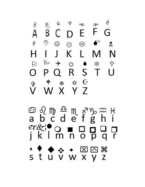 Wingdings Alphabet Chart Ponasa