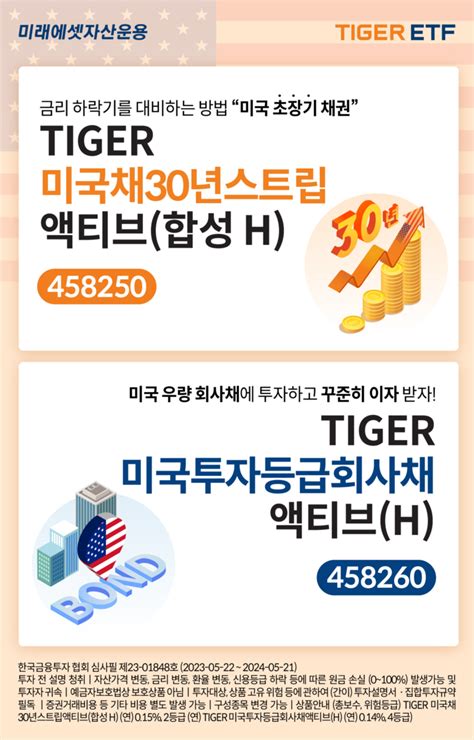 미래에셋 미국 채권 투자 Tiger Etf 2종 신규 상장