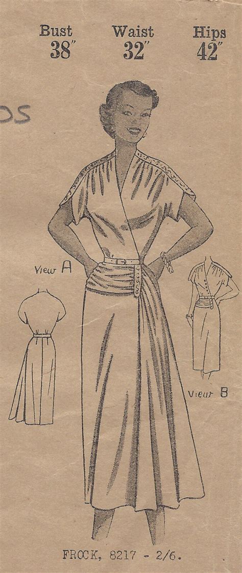 1940s Vintage Sewing Pattern B38 DRESS 1261 EBay