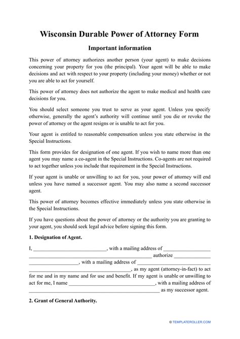 Wisconsin Durable Power Of Attorney Form Fill Out Sign Online And