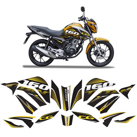 Kit Adesivo Moto Honda Cg Titan 160 2022 Carenagem Amarelo Sportinox