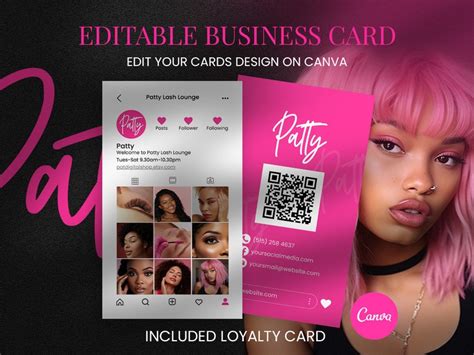 Instagram Business Cards Pink Ig Business Card Lash Tech