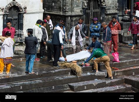 Cremation Ghat Along The Bagmati River Pashupatinath Temple Complex