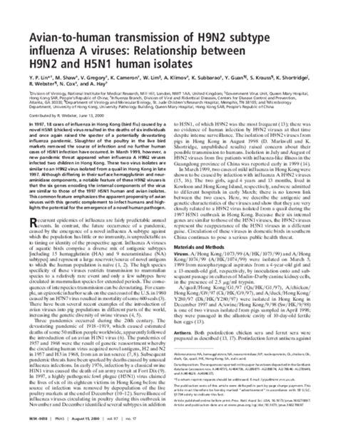 (PDF) Avian-to-human transmission of H9N2 subtype influenza A viruses ...