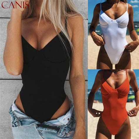 2019 Novo Verão Mulheres Sexy Decote Em V One Piece Swimsuit