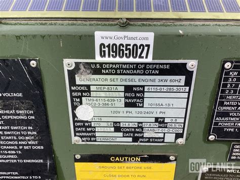 Surplus 2003 Fermont Mep 831a 3kw Generator Set In Chambersburg