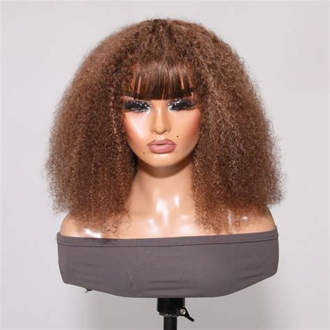 Beautyforever Blonde Highlight Afro Kinky Curly No Lace Wig Machine Made Affordable Human Hair Wigs