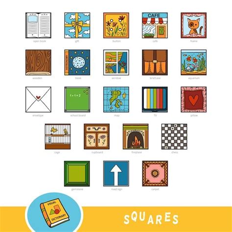 Premium Vector Colorful Set Of Square Shape Objects Visual Dictionary