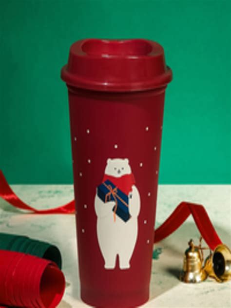 Buy Starbucks Holiday Red & White 2 Pieces Printed Matte Mug With Straw ...