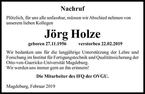 Traueranzeigen Von J Rg Holze Abschied Nehmen De