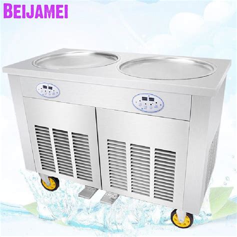 BEIJAMEI Double Compressor Fried Ice Cream Roll Machine Yogurt Frying