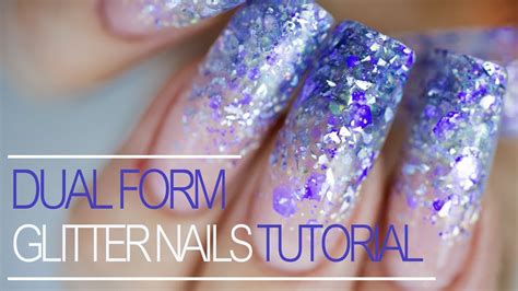 How To Glitter Nails Art Tuturial Dual Form Polygel Nails At Home