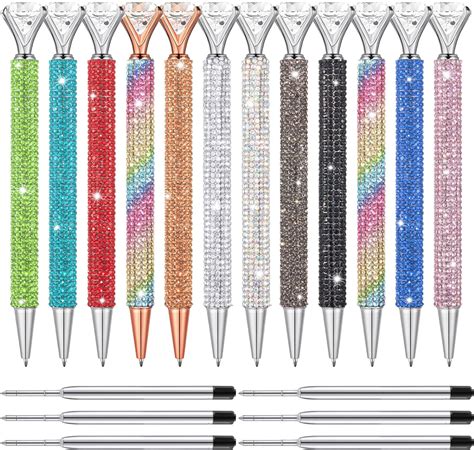 Amazon Yeaqee 12 Pcs Big Diamond Pens With 12 Pen Refill Crystal