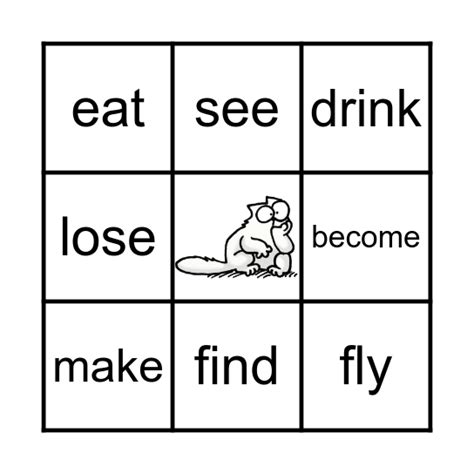 Irregular Verbs Bingo Card