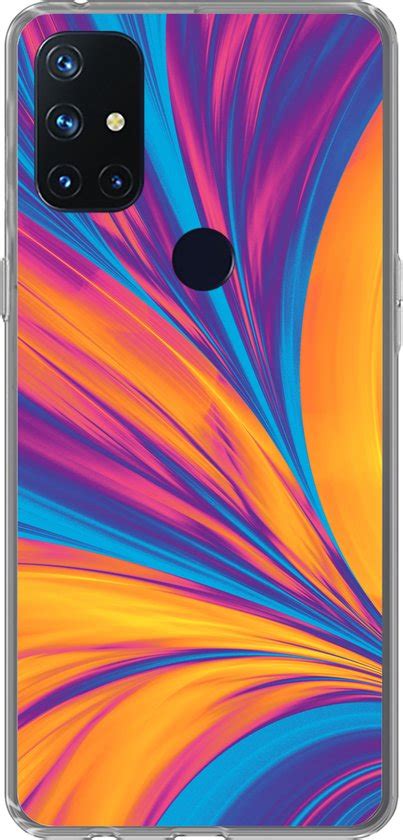 OnePlus Nord N10 5G Hoesje Veren Regenboog Neon Abstract