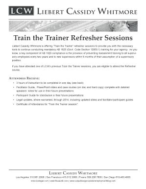 Fillable Online Train The Trainer Refresher Sessions Liebert Cassidy