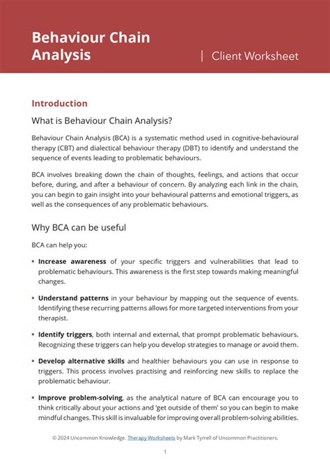 Free Behavior Chain Analysis Worksheet From Uncommon Knowledge