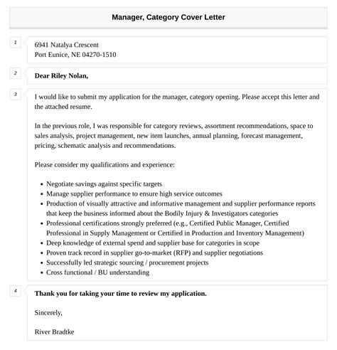 Manager Category Cover Letter Velvet Jobs