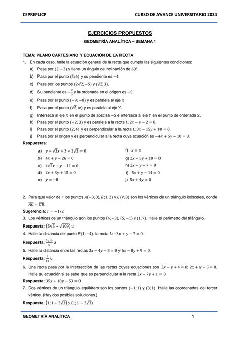 Solution Semana Problemas Propuestos Geometr A Anal Tica Studypool