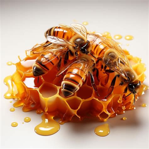 Premium AI Image | 3d Model Honeycomb Bee Swarm Clean White Background