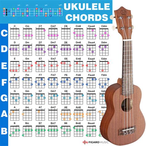 Jual Ukulele Chord Poster Chart Educational Reference Guide For