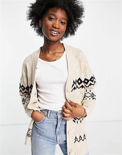 Miss Selfridge Fairisle Cable Longerline Cardigan Asos