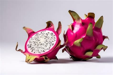 Fruta de dragón madura pitaya o pitahaya sobre fondo blanco fruta