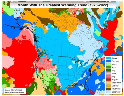 Brian Brettschneider on Twitter: "Month with the largest warming trend