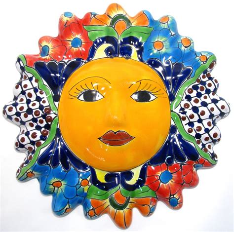 MEXICAN WALL HANGING TALAVERA POTTERY SUN FACE 12" | Talavera pottery ...