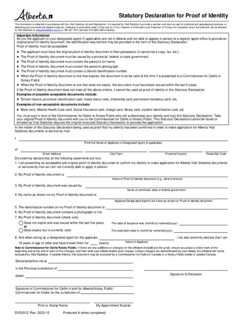 Fillable Online Statutory Declaration For Proof Of Identity This Form