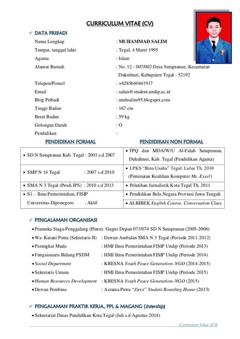 Contoh Cv Organisasi Gawe Cv