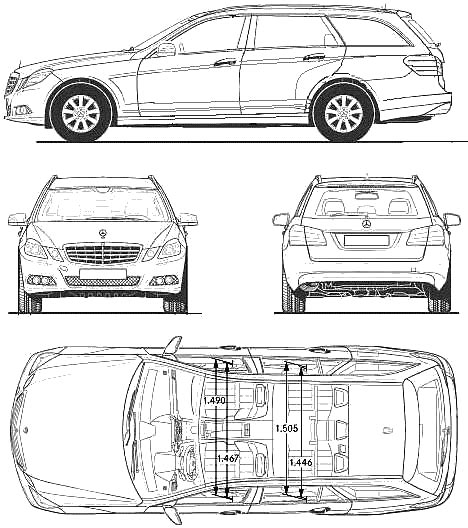 2010 Mercedes Benz E Class T Wagon Blueprints Free Outlines