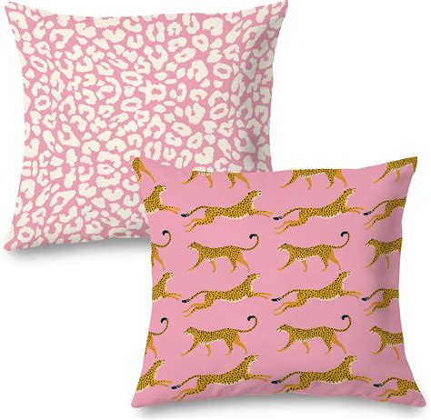 Amazon Supwhd Preppy Pink Leopard Cheetah Print Pillow Covers