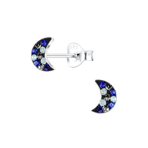 Silver Jd Sterling Silver Moon Ear Studs Jd