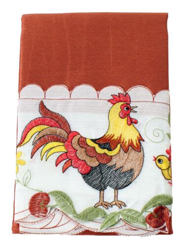 Rooster Garden Embroidery Design Kitchen Curtain With Swag And Tier Set 36 Inch Ebay