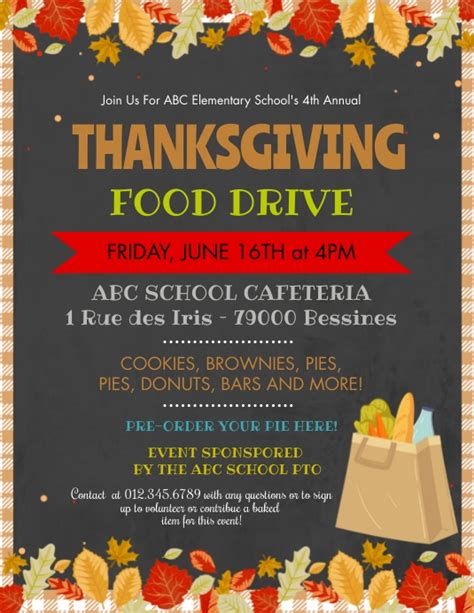 Thanksgiving Food Drive Flyer Template Postermywall