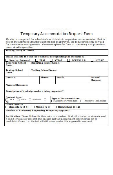 Free Accommodation Request Forms In Pdf Ms Word Excel