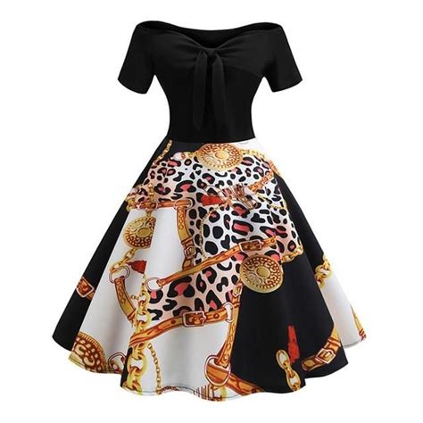 Off Shoulder Leopard Print Dress Vintage Swing Dress Vintage Dresses