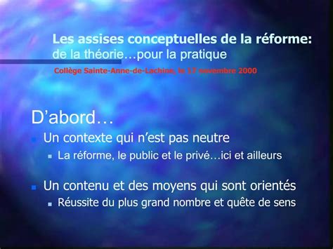 Ppt Les Assises Conceptuelles De La R Forme De La Th Orie Pour La