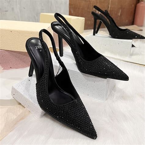 Sepatu Zara Slingback High Heels Shoes Fesyen Wanita Sepatu Di Carousell