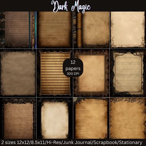 2 Sizes 12x12 And 8 5x11 12 Printable Papers Lined Bordered Gothic